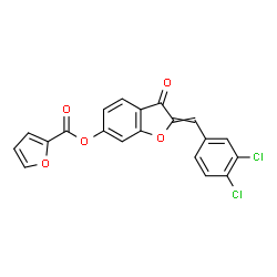 ChemSpider 2D Image | 2-(3,4-Dichlorobenzylidene)-3-oxo-2,3-dihydro-1-benzofuran-6-yl 2-furoate | C20H10Cl2O5