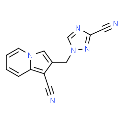 ChemSpider 2D Image | 2-[(3-Cyano-1H-1,2,4-triazol-1-yl)methyl]-1-indolizinecarbonitrile | C13H8N6