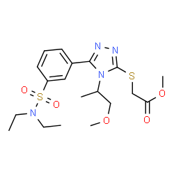 ChemSpider 2D Image | Methyl ({5-[3-(diethylsulfamoyl)phenyl]-4-(1-methoxy-2-propanyl)-4H-1,2,4-triazol-3-yl}sulfanyl)acetate | C19H28N4O5S2