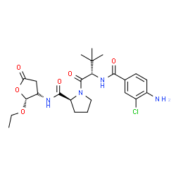 ChemSpider 2D Image | N-(4-Amino-3-chlorobenzoyl)-3-methyl-L-valyl-N-[(2R,3R)-2-ethoxy-5-oxotetrahydro-3-furanyl]-L-prolinamide | C24H33ClN4O6