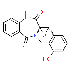 ChemSpider 2D Image | (3R,3'S)-3'-(3-Hydroxyphenyl)-4-methylspiro[1,4-benzodiazepine-3,2'-oxirane]-2,5(1H,4H)-dione | C17H14N2O4