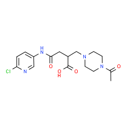 ChemSpider 2D Image | 2-[(4-Acetyl-1-piperazinyl)methyl]-4-[(6-chloro-3-pyridinyl)amino]-4-oxobutanoic acid | C16H21ClN4O4