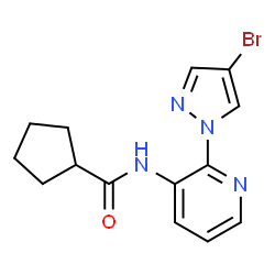 ChemSpider 2D Image | N-[2-(4-Bromo-1H-pyrazol-1-yl)-3-pyridinyl]cyclopentanecarboxamide | C14H15BrN4O