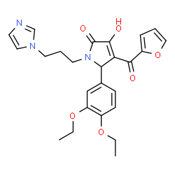 ChemSpider 2D Image | 5-(3,4-Diethoxyphenyl)-4-(2-furoyl)-3-hydroxy-1-[3-(1H-imidazol-1-yl)propyl]-1,5-dihydro-2H-pyrrol-2-one | C25H27N3O6
