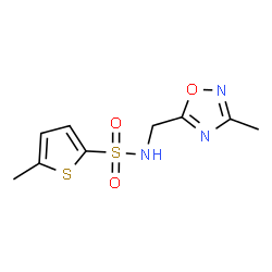 ChemSpider 2D Image | 5-Methyl-N-[(3-methyl-1,2,4-oxadiazol-5-yl)methyl]-2-thiophenesulfonamide | C9H11N3O3S2