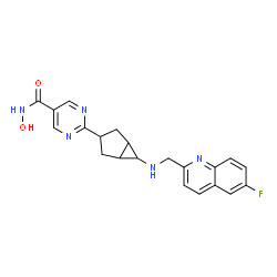 ChemSpider 2D Image | 2-(6-{[(6-Fluoro-2-quinolinyl)methyl]amino}bicyclo[3.1.0]hex-3-yl)-N-hydroxy-5-pyrimidinecarboxamide | C21H20FN5O2
