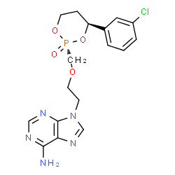 ChemSpider 2D Image | 9-(2-{[(2S,4S)-4-(3-Chlorophenyl)-2-oxido-1,3,2-dioxaphosphinan-2-yl]methoxy}ethyl)-9H-purin-6-amine | C17H19ClN5O4P