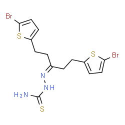 ChemSpider 2D Image | 2-[1,5-Bis(5-bromo-2-thienyl)-3-pentanylidene]hydrazinecarbothioamide | C14H15Br2N3S3