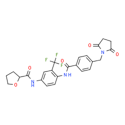 ChemSpider 2D Image | N-[4-({4-[(2,5-Dioxo-1-pyrrolidinyl)methyl]benzoyl}amino)-3-(trifluoromethyl)phenyl]tetrahydro-2-furancarboxamide | C24H22F3N3O5