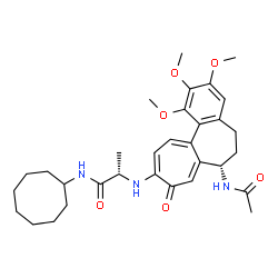 ChemSpider 2D Image | N~2~-[(7S)-7-Acetamido-1,2,3-trimethoxy-9-oxo-5,6,7,9-tetrahydrobenzo[a]heptalen-10-yl]-N-cyclooctyl-L-alaninamide | C32H43N3O6