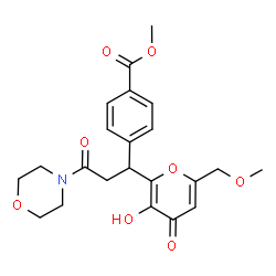 ChemSpider 2D Image | Methyl 4-{1-[3-hydroxy-6-(methoxymethyl)-4-oxo-4H-pyran-2-yl]-3-(4-morpholinyl)-3-oxopropyl}benzoate | C22H25NO8