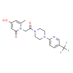 ChemSpider 2D Image | 4-Hydroxy-6-methyl-1-(2-oxo-2-{4-[5-(trifluoromethyl)-2-pyridinyl]-1-piperazinyl}ethyl)-2(1H)-pyridinone | C18H19F3N4O3