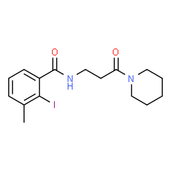 ChemSpider 2D Image | 2-Iodo-3-methyl-N-[3-oxo-3-(1-piperidinyl)propyl]benzamide | C16H21IN2O2