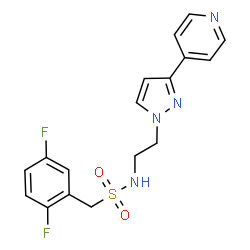 ChemSpider 2D Image | 1-(2,5-Difluorophenyl)-N-{2-[3-(4-pyridinyl)-1H-pyrazol-1-yl]ethyl}methanesulfonamide | C17H16F2N4O2S