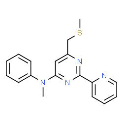 ChemSpider 2D Image | N-Methyl-6-[(methylsulfanyl)methyl]-N-phenyl-2-(2-pyridinyl)-4-pyrimidinamine | C18H18N4S