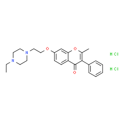 ChemSpider 2D Image | 7-[2-(4-Ethyl-1-piperazinyl)ethoxy]-2-methyl-3-phenyl-4H-chromen-4-one dihydrochloride | C24H30Cl2N2O3