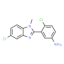 ChemSpider 2D Image | 4-Chloro-3-(5-chloro-1-methyl-1H-benzimidazol-2-yl)aniline | C14H11Cl2N3