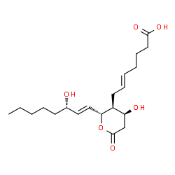 ChemSpider 2D Image | (5E)-7-{(2R,3S,4S)-4-Hydroxy-2-[(1E,3S)-3-hydroxy-1-octen-1-yl]-6-oxotetrahydro-2H-pyran-3-yl}-5-heptenoic acid | C20H32O6