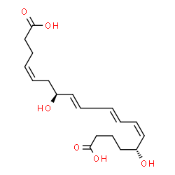 ChemSpider 2D Image | (4Z,7S,8E,10E,12Z,14R)-7,14-Dihydroxy-4,8,10,12-octadecatetraenedioic acid | C18H26O6