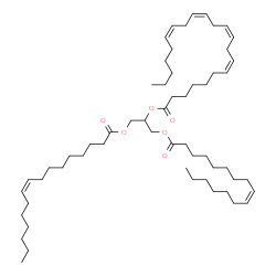 ChemSpider 2D Image | 1,3-Bis[(9Z)-9-hexadecenoyloxy]-2-propanyl (7Z,10Z,13Z,16Z)-7,10,13,16-docosatetraenoate | C57H98O6
