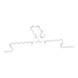ChemSpider 2D Image | 1,3-Bis[(11Z)-11-octadecenoyloxy]-2-propanyl (6Z,9Z,12Z,15Z)-6,9,12,15-octadecatetraenoate | C57H98O6
