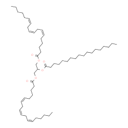 ChemSpider 2D Image | 2-(Stearoyloxy)-1,3-propanediyl (6Z,9Z,12Z,6'Z,9'Z,12'Z)bis(-6,9,12-octadecatrienoate) | C57H98O6