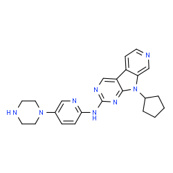 ChemSpider 2D Image | 9-Cyclopentyl-N-(5-Piperazin-1-Ylpyridin-2-Yl)pyrido[4,5]pyrrolo[1,2-D]pyrimidin-2-Amine | C23H26N8