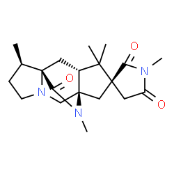 ChemSpider 2D Image | (1S,3R,5R,7R,12R)-1',4,4,12,14-Pentamethyl-2'H,5'H,13H-spiro[9,14-diazatetracyclo[5.5.2.0~1,9~.0~3,7~]tetradecane-5,3'-pyrrolidine]-2',5',13-trione | C20H29N3O3