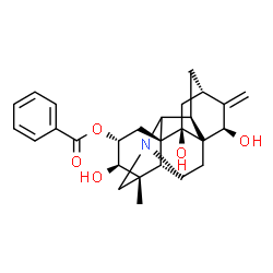 ChemSpider 2D Image | (2alpha,3beta,15beta,20xi)-3,9,15-Trihydroxyhetisan-2-yl benzoate | C27H31NO5