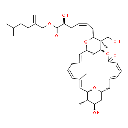 ChemSpider 2D Image | 5-Methyl-2-methylenehexyl (2S,4Z)-2-hydroxy-6-[(1S,4Z,6E,9R,11R,12S,13S,14E,16Z,19E,21R,23R,24R)-11-hydroxy-24-(hydroxymethyl)-12,15,24-trimethyl-3-oxo-2,22,26-trioxatricyclo[19.3.1.1~9,13~]hexacosa-4
,6,14,16,19-pentaen-23-yl]-4-hexenoate | C41H60O9