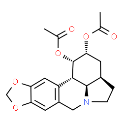 ChemSpider 2D Image | (1S,2R,3aR,12bS,12cR)-2,3,3a,4,5,7,12b,12c-Octahydro-1H-[1,3]dioxolo[4,5-j]pyrrolo[3,2,1-de]phenanthridine-1,2-diyl diacetate | C20H23NO6