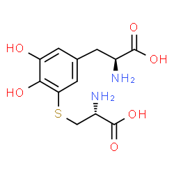 ChemSpider 2D Image | 3-[[(2R)-2-Amino-2-carboxyethyl]thio]-5-hydroxy-L-tyrosine | C12H16N2O6S