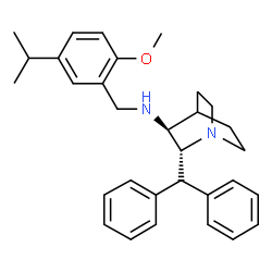 ChemSpider 2D Image | (2R,3S)-2-(Diphenylmethyl)-N-(5-isopropyl-2-methoxybenzyl)quinuclidin-3-amine | C31H38N2O