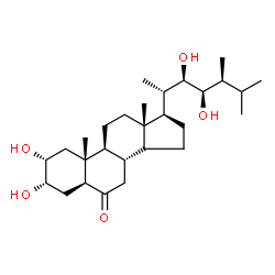 ChemSpider 2D Image | (2alpha,3alpha,5alpha,14xi,22R,23R,24S)-2,3,22,23-Tetrahydroxyergostan-6-one | C28H48O5