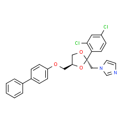 ChemSpider 2D Image | 1-{[(2S,4S)-4-[(4-Biphenylyloxy)methyl]-2-(2,4-dichlorophenyl)-1,3-dioxolan-2-yl]methyl}-1H-imidazole | C26H22Cl2N2O3