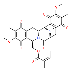 ChemSpider 2D Image | [(1R,2R,10R,13S)-7,18-Dimethoxy-6,17,21-trimethyl-5,8,12,16,19-pentaoxo-11,21-diazapentacyclo[11.7.1.0~2,11~.0~4,9~.0~15,20~]henicosa-4(9),6,15(20),17-tetraen-10-yl]methyl (2Z)-2-methyl-2-butenoate | C30H32N2O9