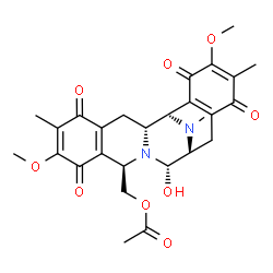 ChemSpider 2D Image | [(1R,2R,10R,12S,13S)-12-Hydroxy-7,18-dimethoxy-6,17,21-trimethyl-5,8,16,19-tetraoxo-11,21-diazapentacyclo[11.7.1.0~2,11~.0~4,9~.0~15,20~]henicosa-4(9),6,15(20),17-tetraen-10-yl]methyl acetate | C27H30N2O9