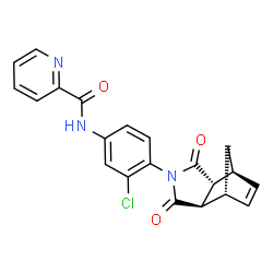 ChemSpider 2D Image | N-{3-Chloro-4-[(1R,2R,6R,7S)-3,5-dioxo-4-azatricyclo[5.2.1.0~2,6~]dec-8-en-4-yl]phenyl}-2-pyridinecarboxamide | C21H16ClN3O3