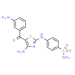 ChemSpider 2D Image | 4-{[4-Amino-5-(3-aminobenzoyl)-1,3-thiazol-2-yl]amino}benzenesulfonamide | C16H15N5O3S2