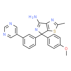 ChemSpider 2D Image | 6-(4-Methoxyphenyl)-2-methyl-6-[3-(5-pyrimidinyl)phenyl]-6H-pyrrolo[3,4-d][1,3]thiazol-4-amine | C23H19N5OS