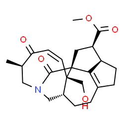 ChemSpider 2D Image | Methyl (1R,3R,4R,10S,14R,16Z,18R)-18-(hydroxymethyl)-14-methyl-15,19-dioxo-12-azapentacyclo[10.6.1.1~1,4~.0~7,20~.0~10,18~]icosa-7(20),16-diene-3-carboxylate | C23H29NO5