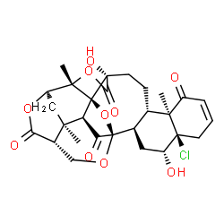 ChemSpider 2D Image | (1R,2S,5S,8S,9S,14R,15R,17R,18R,21R,24R,26S,27S)-14-Chloro-5,15-dihydroxy-2,9,26-trimethyl-3,19,23,28-tetraoxaoctacyclo[16.9.1.1~18,27~.0~1,5~.0~2,24~.0~8,17~.0~9,14~.0~21,26~]nonacos-11-ene-4,10,22,2
9-tetrone | C28H31ClO10