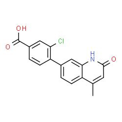 ChemSpider 2D Image | 3-Chloro-4-(4-methyl-2-oxo-1,2-dihydro-7-quinolinyl)benzoic acid | C17H12ClNO3