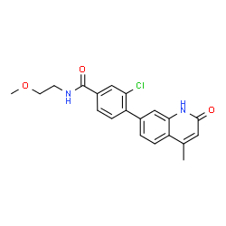 ChemSpider 2D Image | 3-Chloro-N-(2-methoxyethyl)-4-(4-methyl-2-oxo-1,2-dihydro-7-quinolinyl)benzamide | C20H19ClN2O3