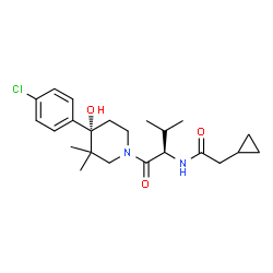 ChemSpider 2D Image | N-{(2R)-1-[(4S)-4-(4-Chlorophenyl)-4-hydroxy-3,3-dimethyl-1-piperidinyl]-3-methyl-1-oxo-2-butanyl}-2-cyclopropylacetamide | C23H33ClN2O3