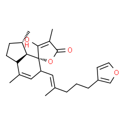 ChemSpider 2D Image | (2R,3'S,3a'R)-5'-[(1E)-5-(3-Furyl)-2-methyl-1-penten-1-yl]-3-hydroxy-3',4,7'-trimethyl-1',2',3',3a',5',7a'-hexahydro-5H-spiro[furan-2,4'-inden]-5-one | C25H32O4