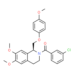 ChemSpider 2D Image | (3-Chlorophenyl)[(1S)-6,7-dimethoxy-1-[(4-methoxyphenoxy)methyl]-3,4-dihydro-2(1H)-isoquinolinyl]methanone | C26H26ClNO5