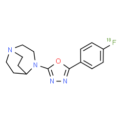 ChemSpider 2D Image | 4-{5-[4-(~18~F)Fluorophenyl]-1,3,4-oxadiazol-2-yl}-1,4-diazabicyclo[3.2.2]nonane | C15H1718FN4O