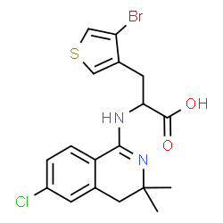 ChemSpider 2D Image | 3-(4-Bromo-3-thienyl)-N-(6-chloro-3,3-dimethyl-3,4-dihydro-1-isoquinolinyl)alanine | C18H18BrClN2O2S