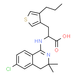 ChemSpider 2D Image | N-(6-Chloro-3,3-dimethyl-3,4-dihydro-1-isoquinolinyl)-3-(4-propyl-3-thienyl)alanine | C21H25ClN2O2S